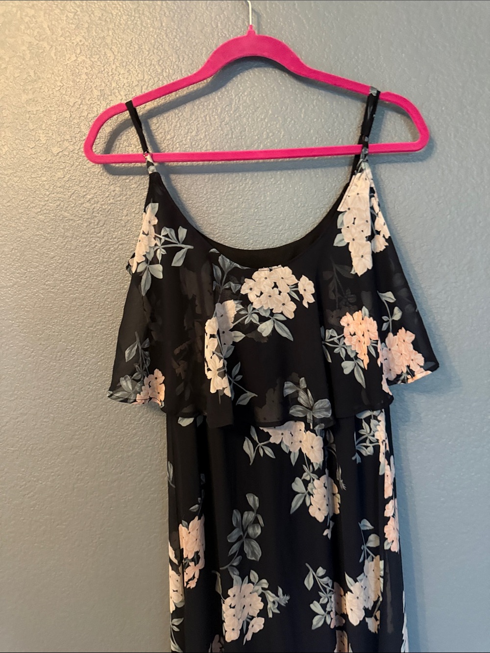 Show Me Your MuMu Black Maxi Dress with Pink Floral Print - Picture 6 of 8
